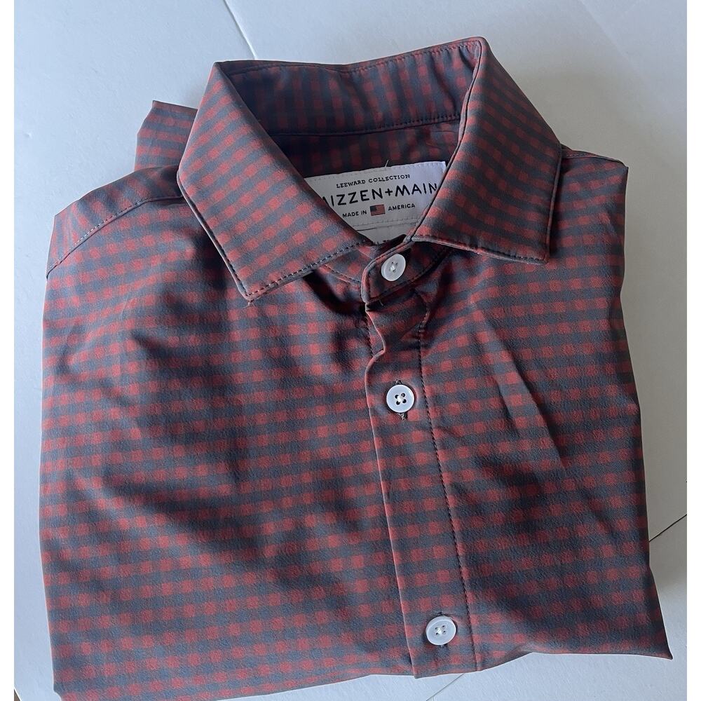 Mizzen+Main Leeward Collection Small Trim Fit Red / Black Check Button Up Shirt